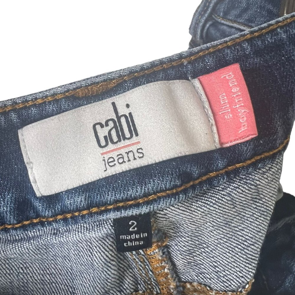 CAbi Patchwork Slim Boyfriend Low Rise Medium Wash Jeans 2 - Picture 5 of 13